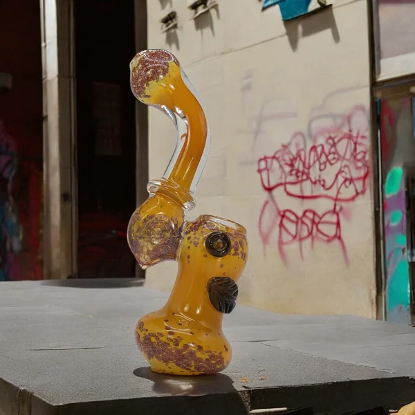 7″ Double Grass Frit Bubbler with Leaf Decal –