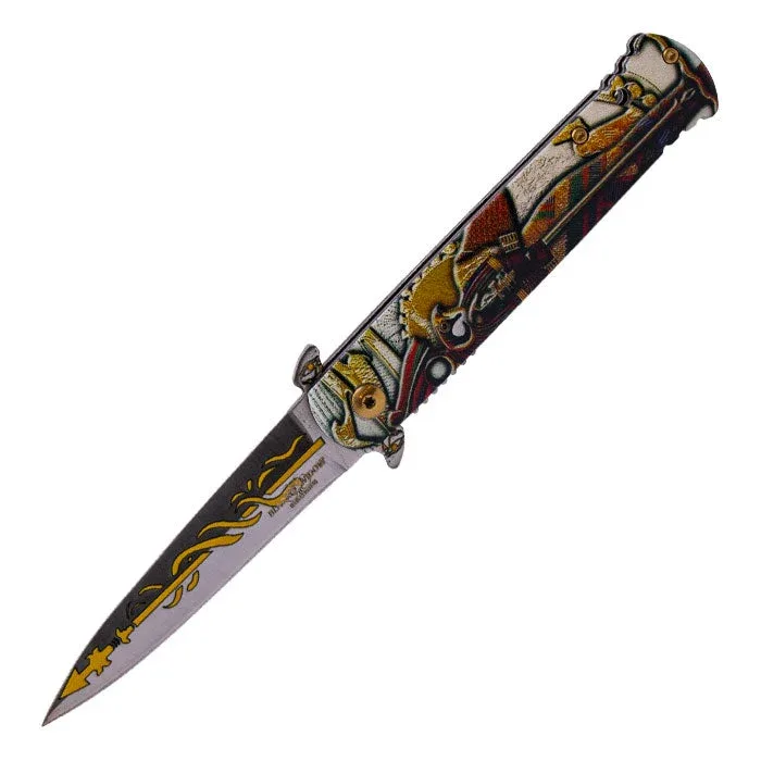 Black Widow - 8" Eagle Print Intricate Design Pocket Knife