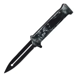 Perucci - 8" Black & Grey Evil Man Foldable Matt Finish Pocket Knife