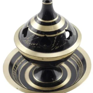 ZenN - Brass Black & Golden Incense Burner w/ Plate