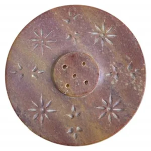 ZenN - Natural Soapstone Star Pattern Round Ash Catcher,